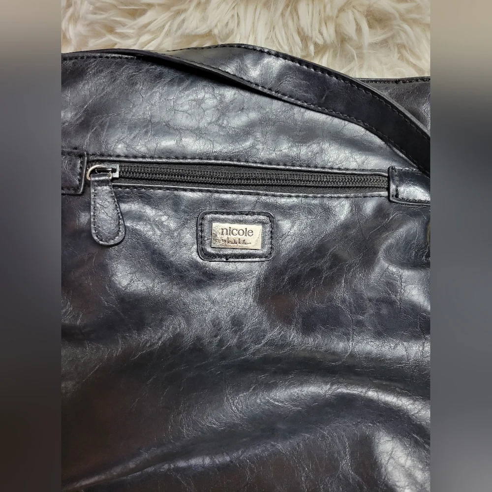 Nicole Miller shoulder bag cute details flowers pvc black